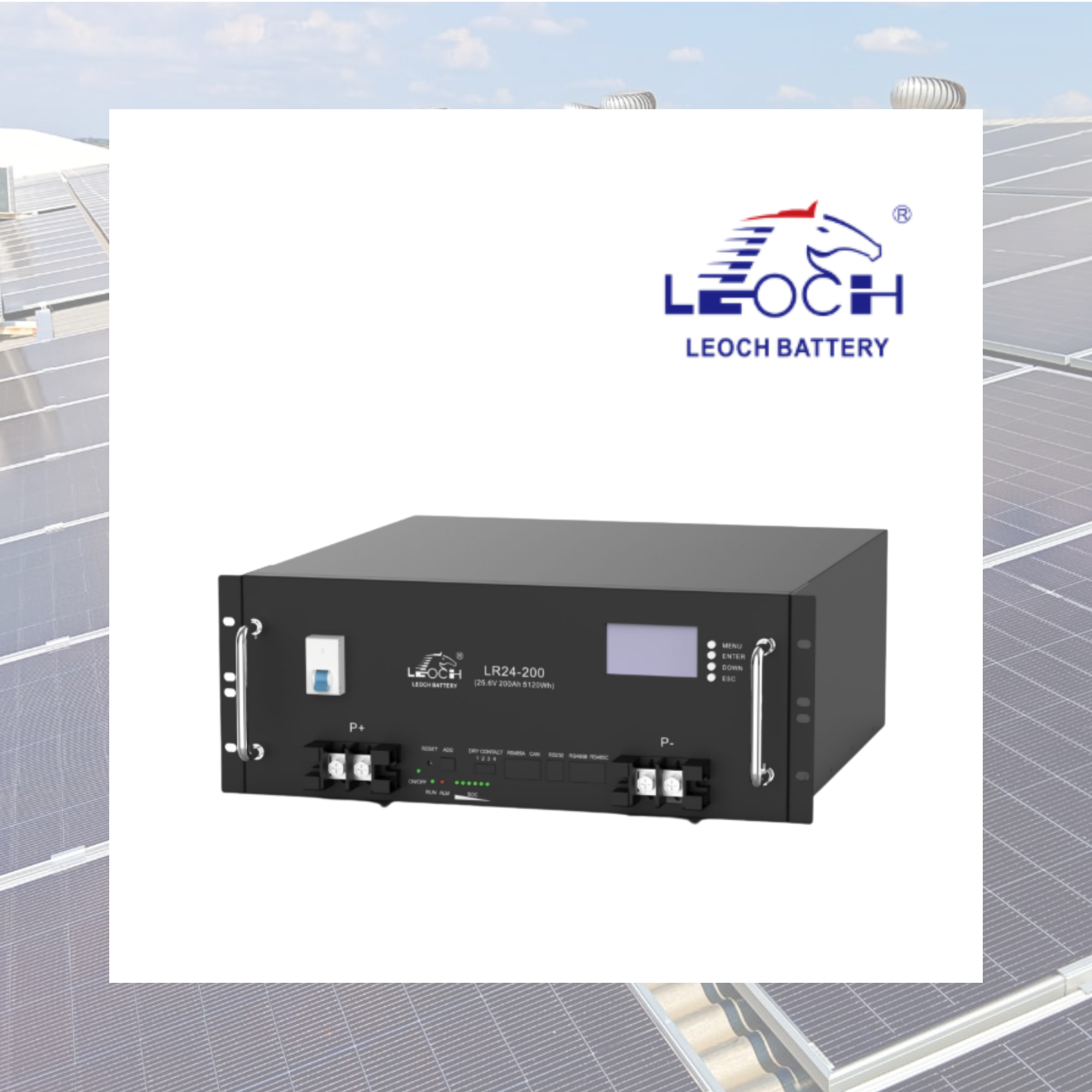 Batería de Litio Leoch LR24-200 25.6V 200Ah Rack LiFePO4 con BMS y Comunicación CAN/RS485
