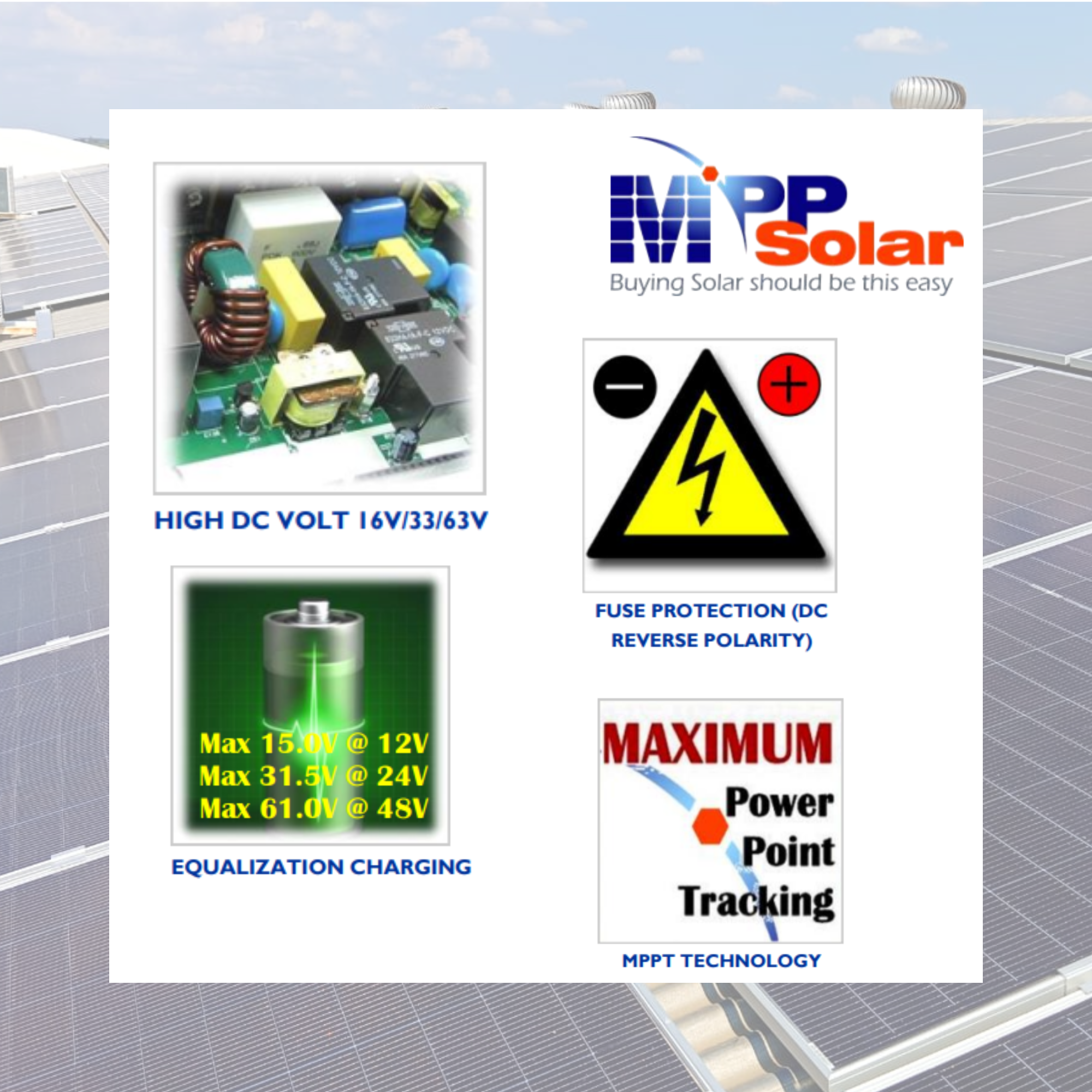 INVERSOR OFF-GRID MPPSOLAR PIP-3024MSXE – 3000W – 24V – MPPT 60A – ONDA SENOIDAL PURA - Image 2